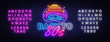 Back to the 80s neon sign vector. 80 s Retro style Design template neon sign, light banner, neon signboard, nightly bright advertising, light inscription. Vector. Editing text neon sign