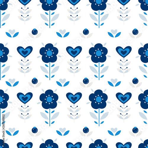 Cotton fabric Modern folk seamless pattern. Scandinavian motif.