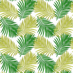  Seamless tropical background. Hand-drawn illustration of palm leaves. Background to create your design: packaging, invitations, greetings, textiles, wallpaper, etc. 