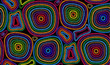African style colorful stitched circles on black background vector seamless pattern