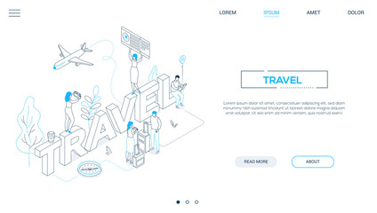 Wall Mural - travel concept - line design style isometric web banner