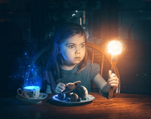 Wall Mural - Little girl and the universe