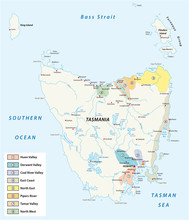 Tasmania Wine Regions And Wineyards Vector Map