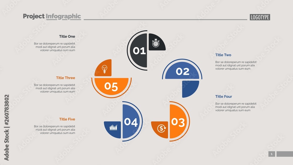Cycle Chart with Five Elements Template Stock Vector | Adobe Stock