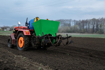 work of the tractor in the field