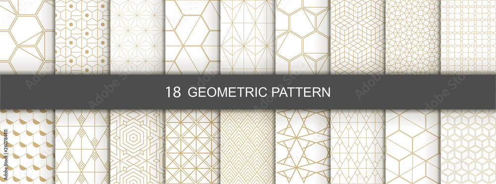 Set of Geometric seamless patterns. Abstract geometric  hexagonal  graphic design print 3d cubes pattern. Seamless  geometric cubes pattern. - obrazy, fototapety, plakaty 