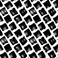 Grunge seamless pattern with hand drawn squares. Vector simple geometric texture.