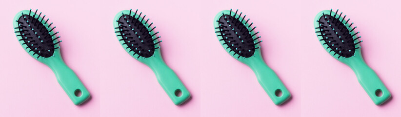 Green hair brush pattern on pink banner