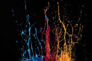 Poster - Macro photo of mixed acryl colors on black