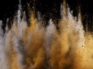 Wall Mural - Explosion of colored powder isolated on black