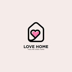 love home logo simple line logo template vector illustration - Vector