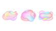 Set of liquid elements soft colors with transparent bubble blowers. Fluid colorful shapes. EPS 10.	