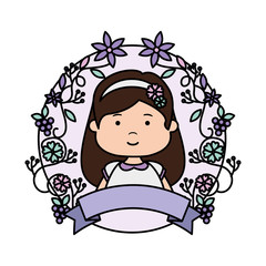 Sticker - little girl with wreath flowers first communion