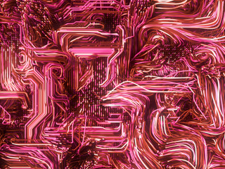 Fototapete - psychedelic interweaving colored lines. digital abstract background. modern covers design. 3d render