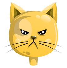 Angry Yellow Cat Vector Illustartion On White Background