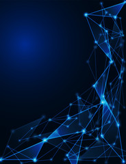 Abstract. Communications or technology, science background. connected dots on bright blue background. vector.