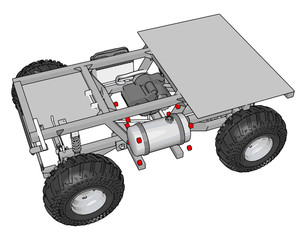 Poster - Simple grey construction transport vehicle with platform vector illustration on white background