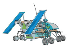 Fantasy Space Rover Vector Illustration On White Background