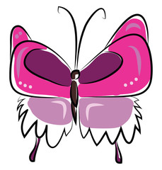 Painting of a cute butterfly in pink color vector color drawing or illustration