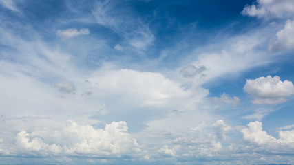 Wall Mural - dramatic cloud moving above blue sky, cloudy day weather background