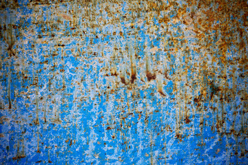 Rust background on blue steel plate for graphic design