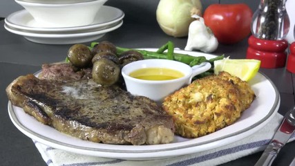 Wall Mural - Serving a steak and lobster dinner