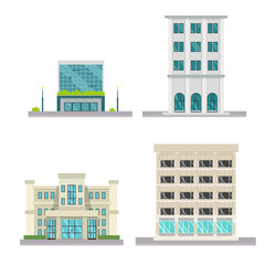 Wall Mural - Set of vector flat design buildings.Company buildeing with isolated white background.Vector illustration.Modern buildings set.