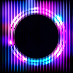 Aufkleber - Colorful neon round frame on a dark background, vector abstract illustration.