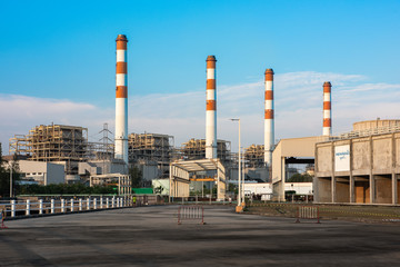 Bangpakong Power Plant Station, energy concept, evening sky