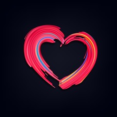 Fototapete - Pink Brush Strokes. Vector Grunge Shape of Heart. Background Concept for Valentines Day, Love and Weddings
