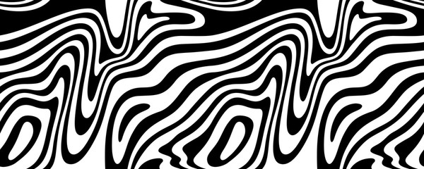Leinwandbilder - Seamless Border with Zebra Print. Vector Illustration with Optical Illusion. Exotic Wild Animalistic Texture