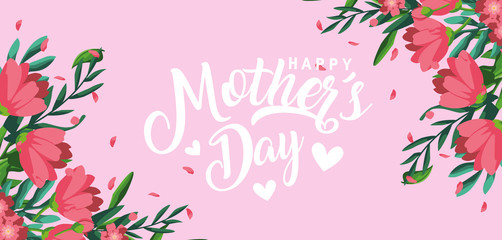 Sticker - happy mother day card with flowers decoration