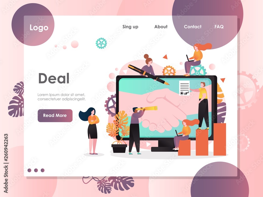 Deal vector website landing page design template Stock Vector | Adobe Stock