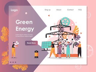 Wall Mural - green energy vector website landing page design template
