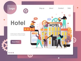 Hotel vector website landing page design template