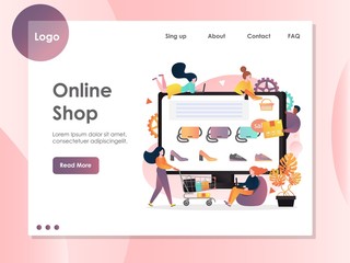 Canvas Print - online shop vector website landing page design template