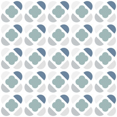 Wall Mural - Geometric  seamless pattern with semicircles and clover shape in scandinavian style. Vector tile print.