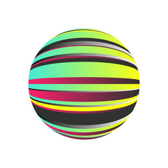 Wall Mural - striped sphere in multicolor shades on white