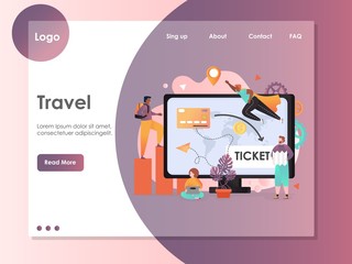 Travel vector website landing page design template