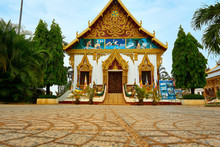 Temple In Pakse Laos In March At Sunny Day