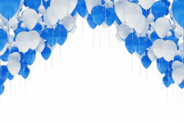 Arc made of blue and white balloons, isolated on white background - Celebration