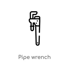 outline pipe wrench vector icon. isolated black simple line element illustration from other concept. editable vector stroke pipe wrench icon on white background