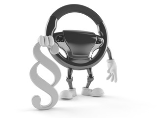 Poster - Car steering wheel character with paragraph symbol