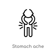 Wall Mural - outline stomach ache vector icon. isolated black simple line element illustration from people concept. editable vector stroke stomach ache icon on white background