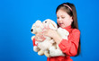 © be free - happy childhood. Birthday. hugging a teddy bear. small girl with soft bear toy. Childrens room. toy shop. childrens day. Best friend. little girl playing game in playroom. Playing with toys