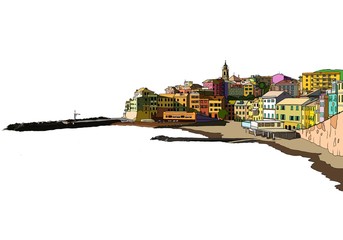 Wall Mural - Hand drawing of Bogliasco , Italy