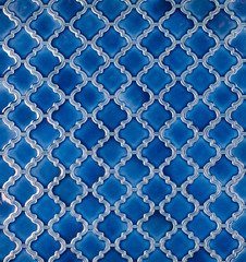 Poster - seamless mosaic blue tiled arabic pattern