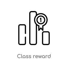 outline class reward vector icon. isolated black simple line element illustration from signs concept. editable vector stroke class reward icon on white background