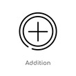 outline addition vector icon. isolated black simple line element illustration from signs concept. editable vector stroke addition icon on white background