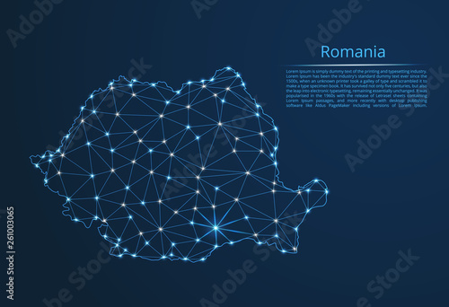 Cuadros en Lienzo Romania communication network map
